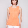 Papaya sleeveless top with a stylish crew neckline by Charlie B.