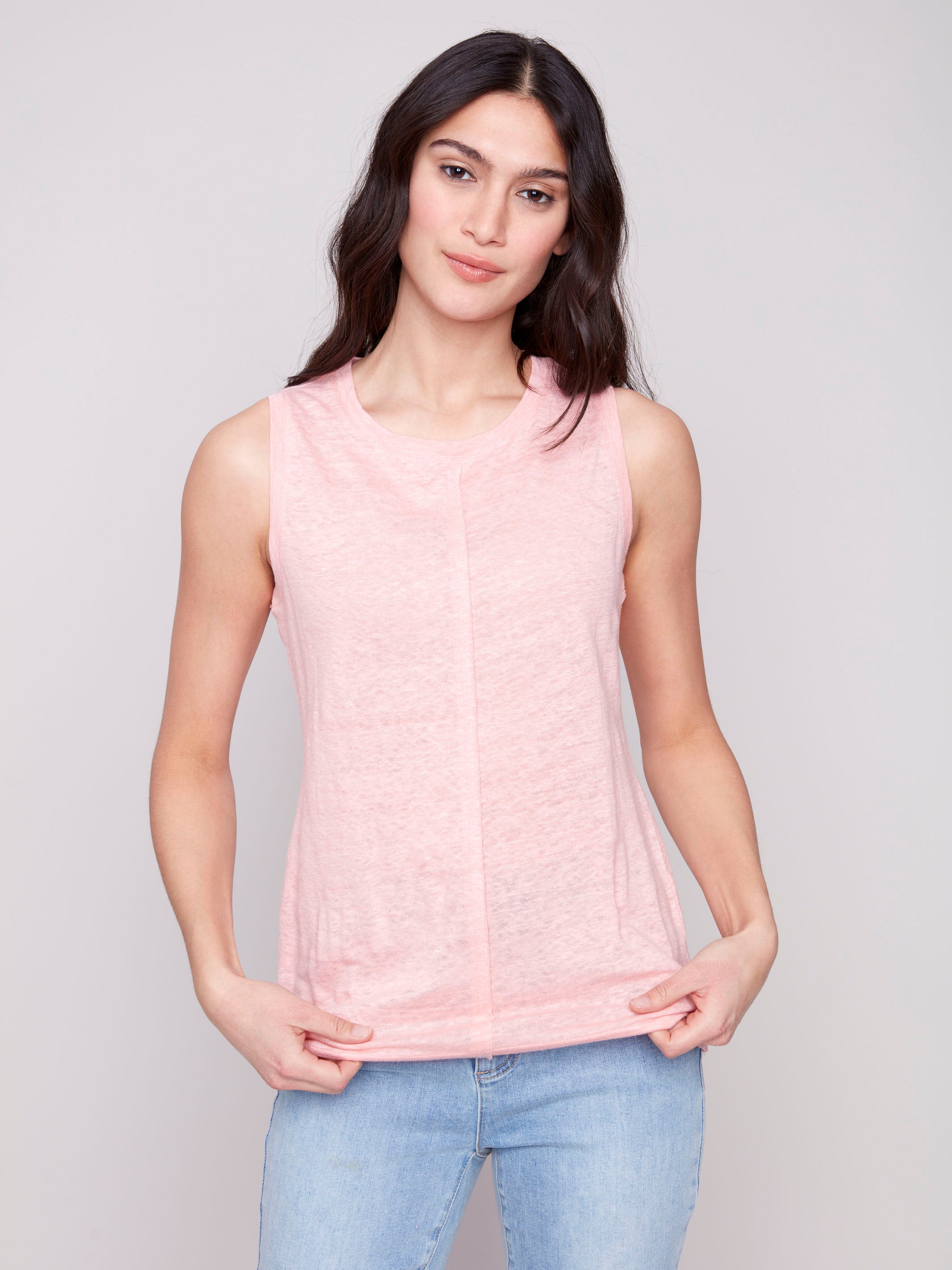 Guava top with a stylish crew neckline by Charlie B.