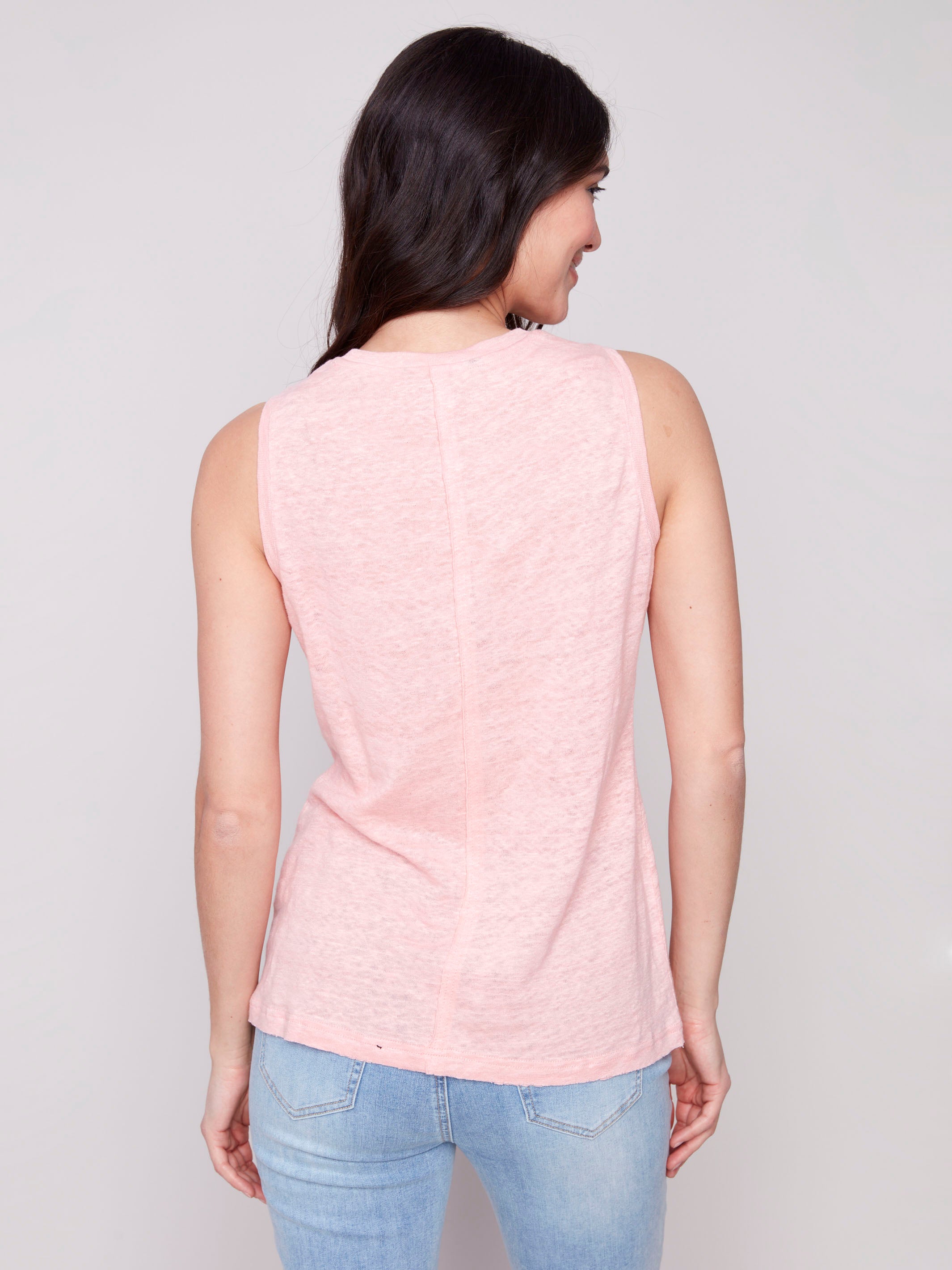 Linen blend guava top perfect for any occasion by Charlie B.