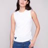 White tank top featuring a crew neckline by Charlie B.