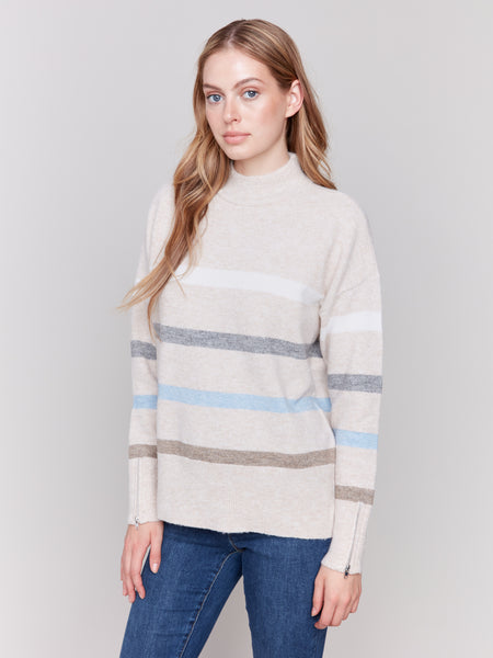 Mock neck cream sweater best sale