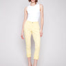 Yellow twill pants with a regular rise waist and cropped length by Charlie B.