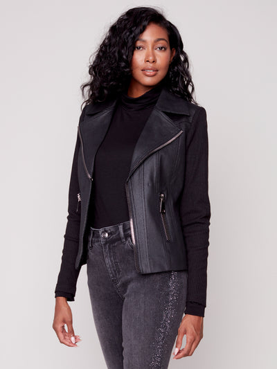 Order Charlie B: Vintage Faux Leather Perfecto Jacket Orchid Online