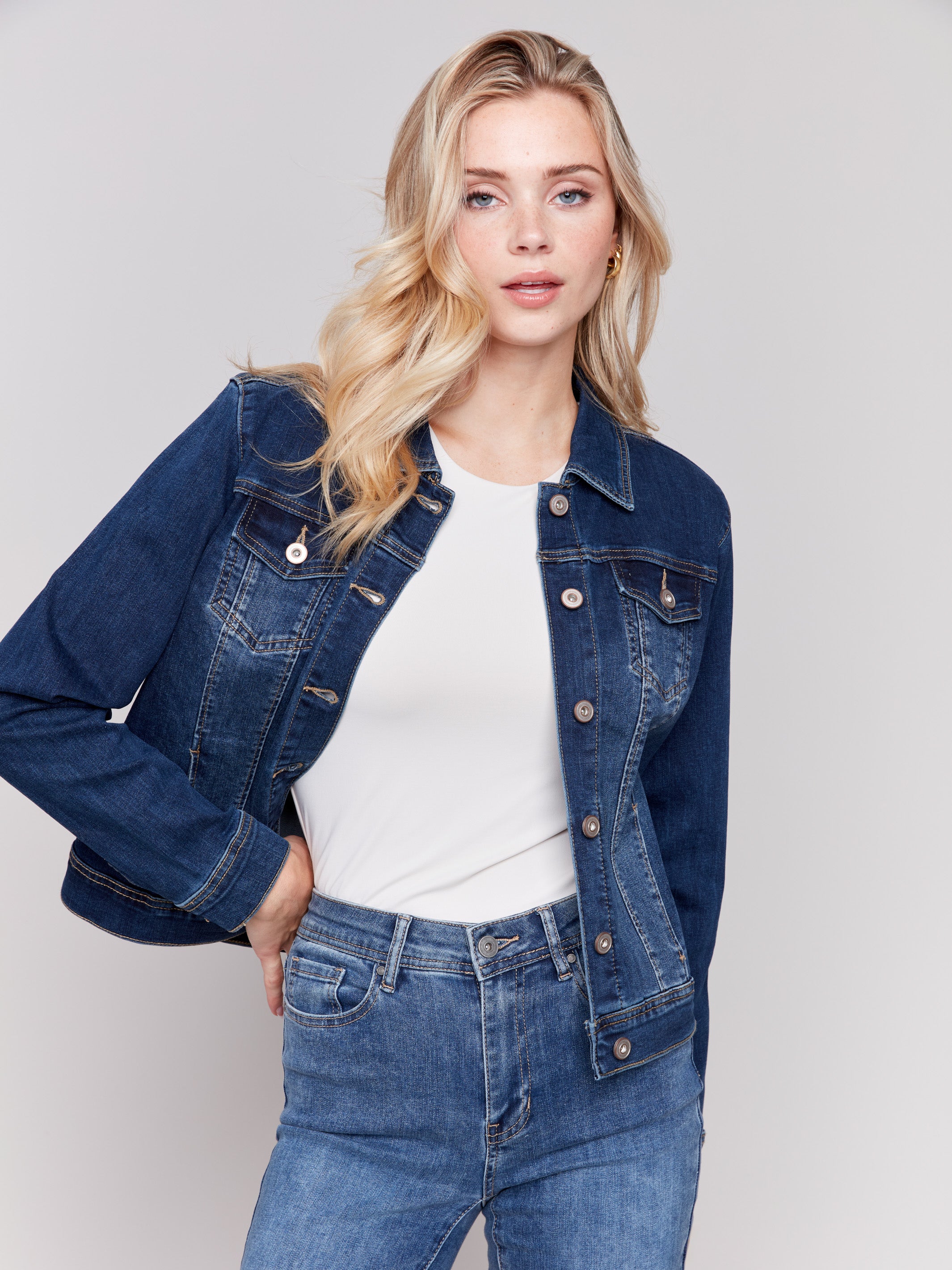 Manteau en denim extensible - Indigo