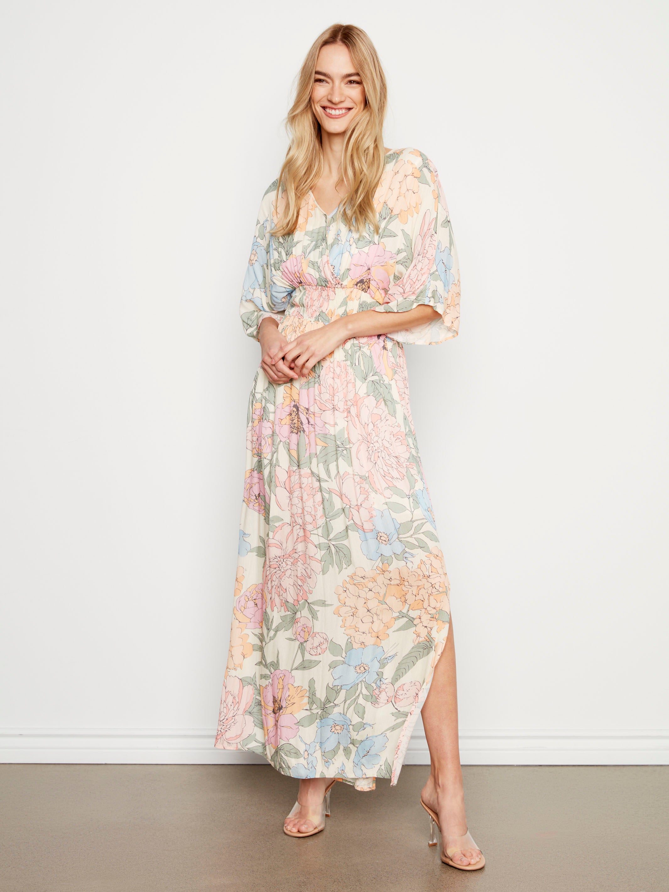 Maxi dress featuring stylish side slits for added flair by Charlie B.