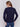 Navy blue sweater with jacquard cheetah pattern featuring a crew neckline and long sleeves by Charlie B.