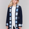 Navy cardigan featuring long sleeves by Charlie B.