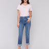 Stretch denim medium blue jeans with a straight fit by Charlie B.