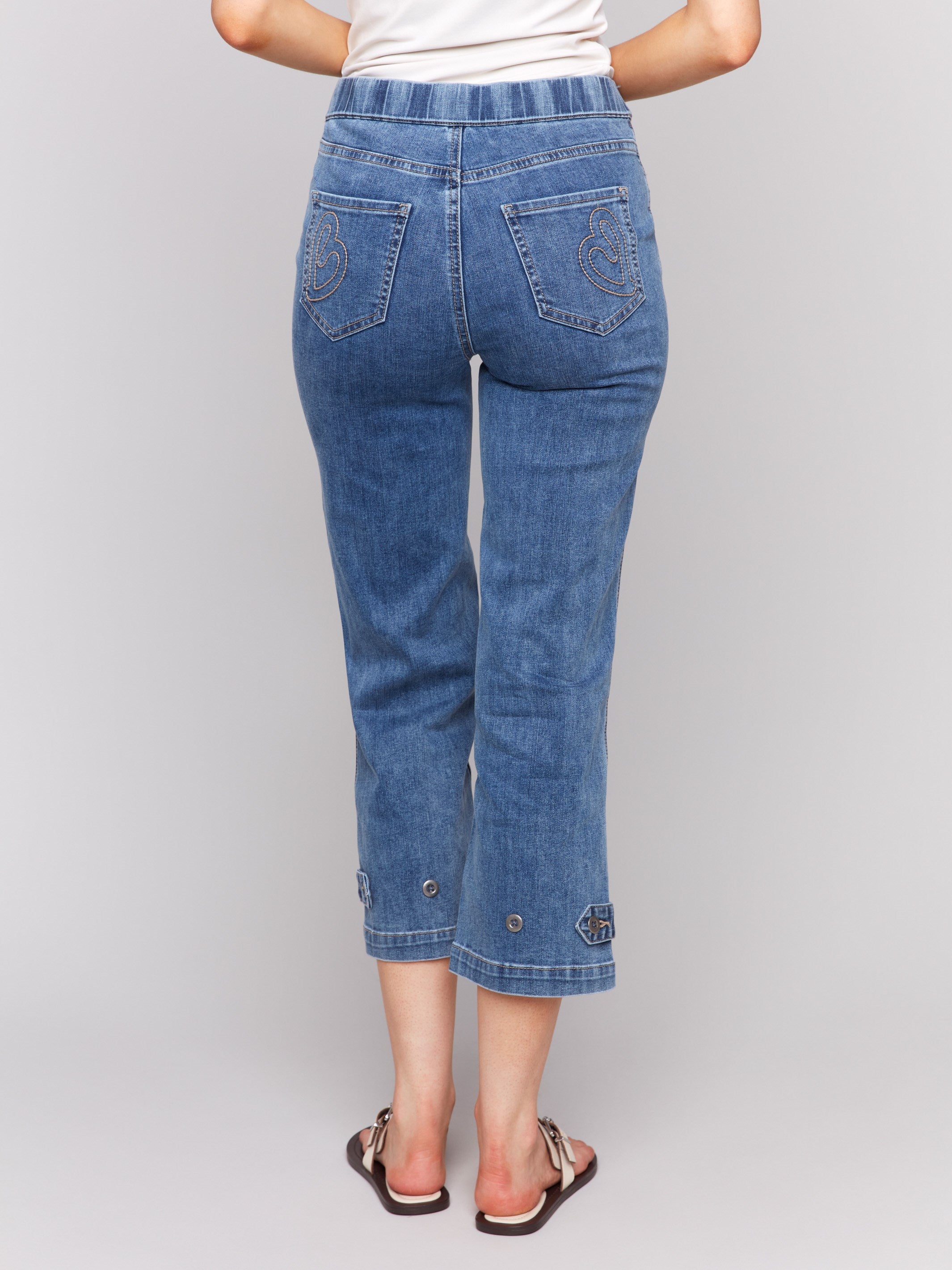 Straight leg design for a modern silhouette in these versatile jeans by Charlie B.