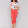 Slim fit cropped twill jeans with stretch fabric for a comfortable summer look by Charlie B.