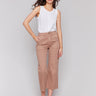 Biscuit-colored pants with straight fit and stretch twill fabric by Charlie B.