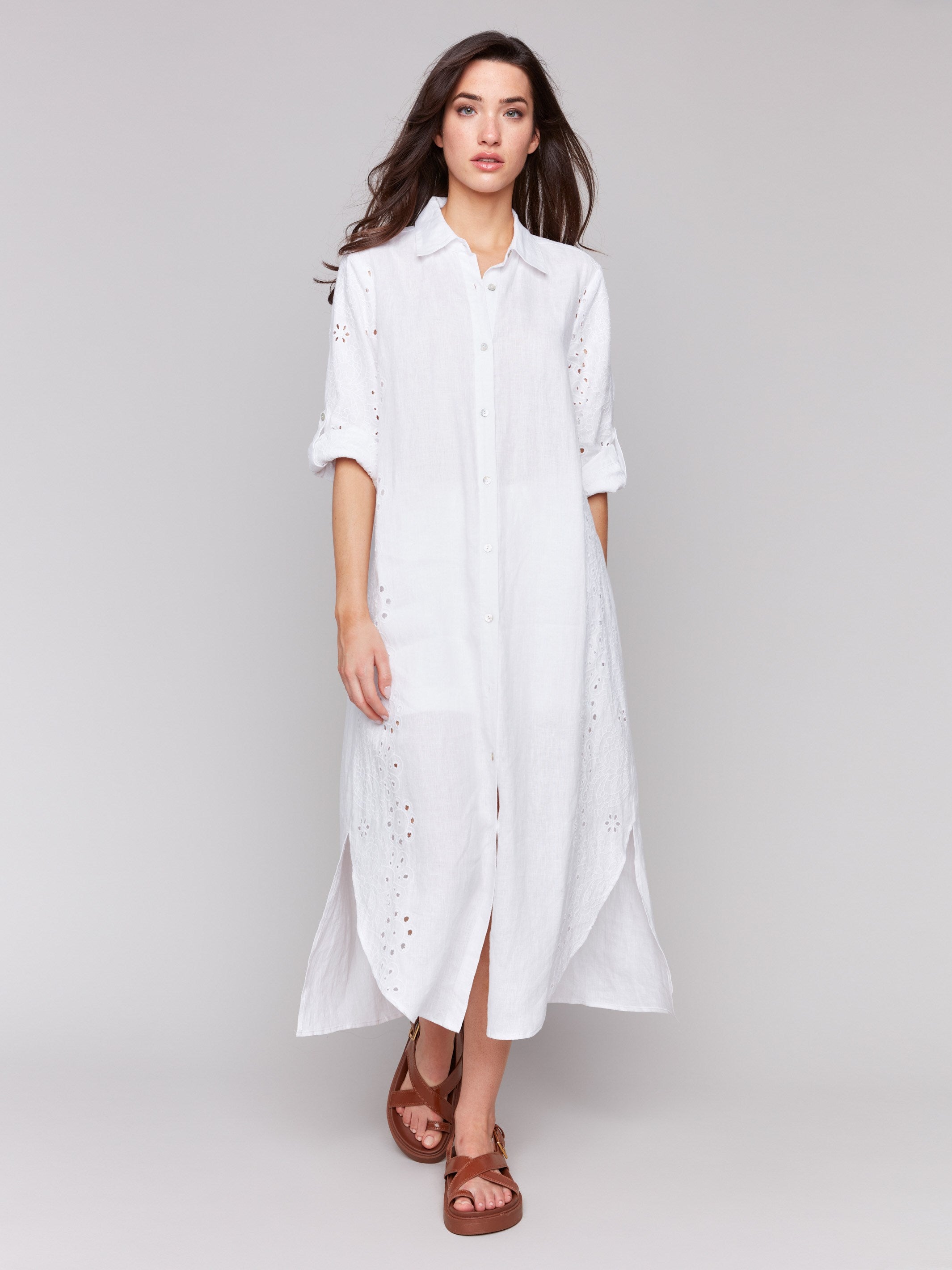 White tunic dress featuring maxi length by Charlie B.