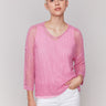 Begonia pink sweater with a drop shoulder design by Charlie B.