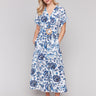 Floral printed dress with a collar neckline and short sleeves by Charlie B.