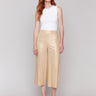 High-rise waist enhances the fit of these gold wide leg pants by Charlie B.