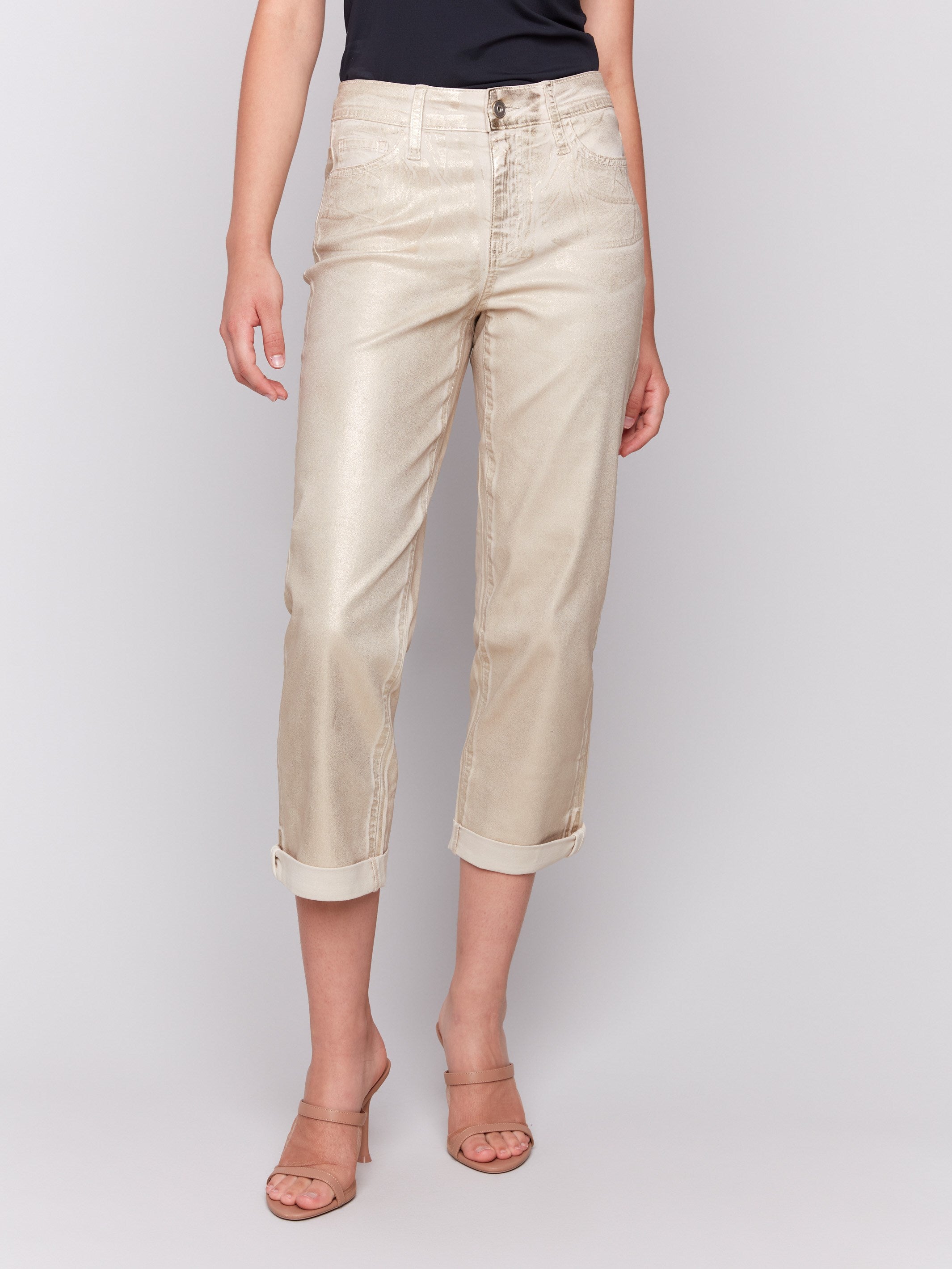 Cropped length pants in natural color by Charlie B.