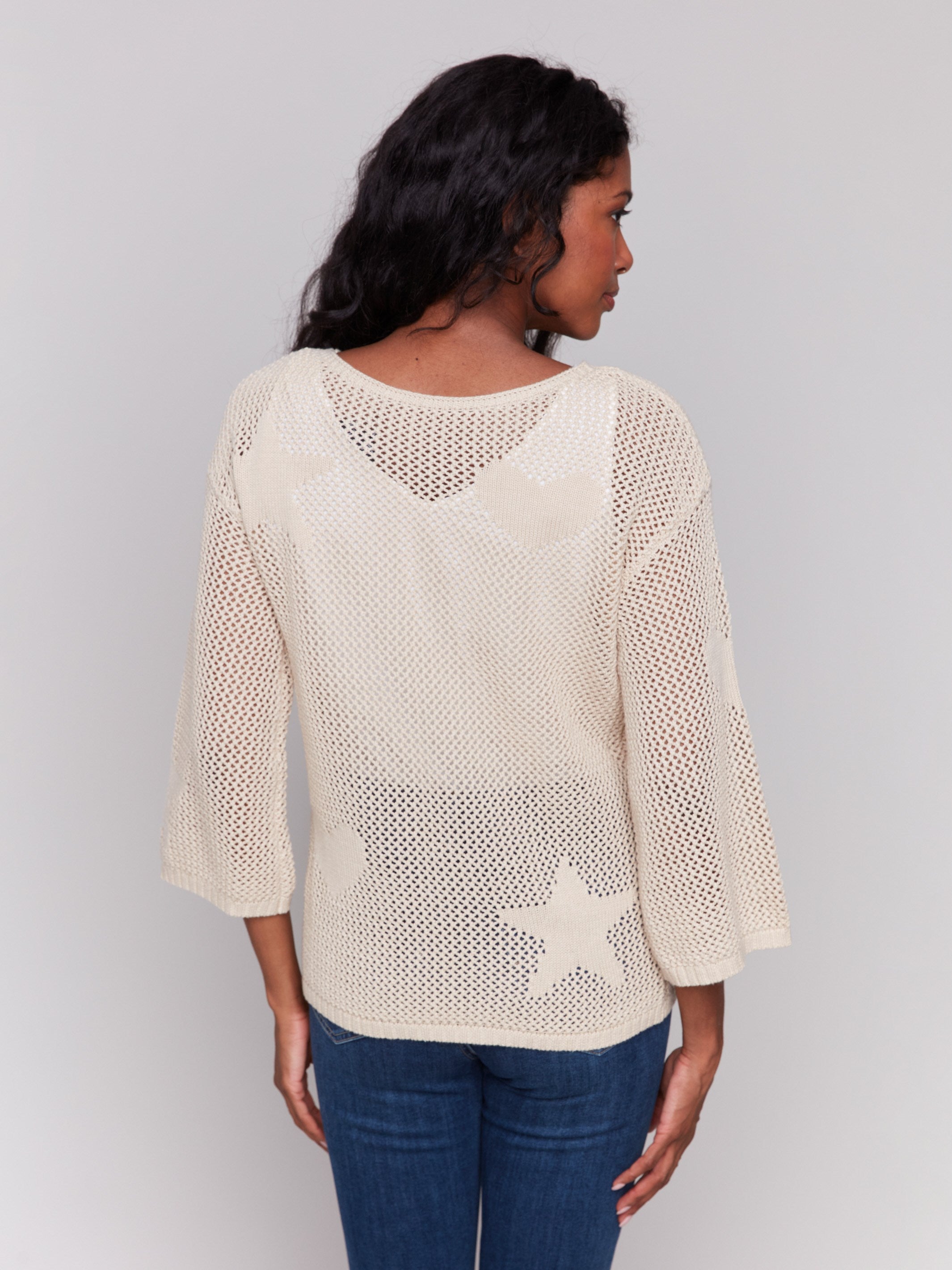 Sweater with 3/4 drop shoulder sleeves by Charlie B.