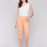 Papaya capri pants with a stretch twill fabric for comfort by Charlie B.