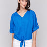 Linen blend top with a stylish V-neckline by Charlie B.