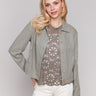 Linen blend jacket with a shirt collar and short length by Charlie B.