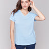 Bluebell V-neck t-shirt with short sleeves and neckband detail by Charlie B.