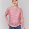 Pink sweater with long dolman sleeves by Charlie B.