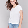 White organic cotton t-shirt with a crew neckline, by Charlie B.