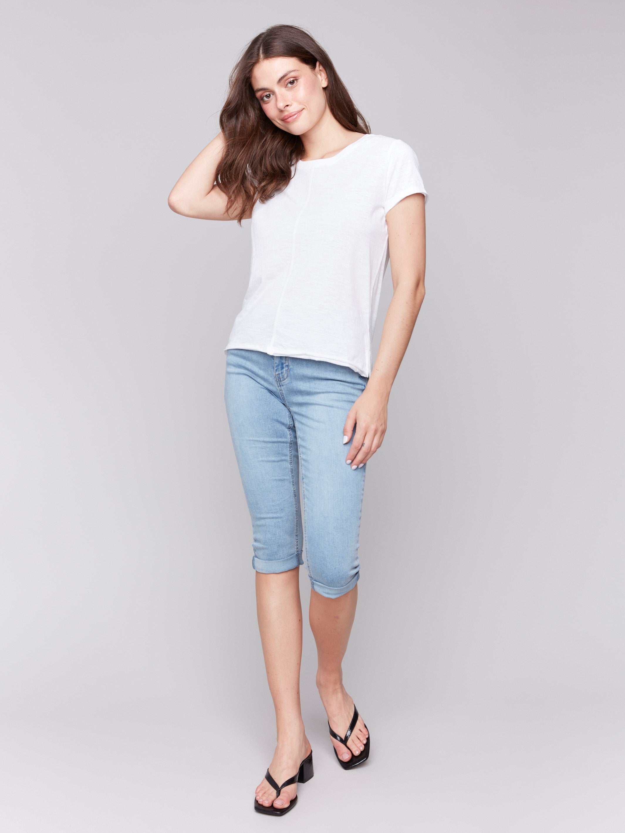 Organic cotton t-shirt featuring side slits, by Charlie B.