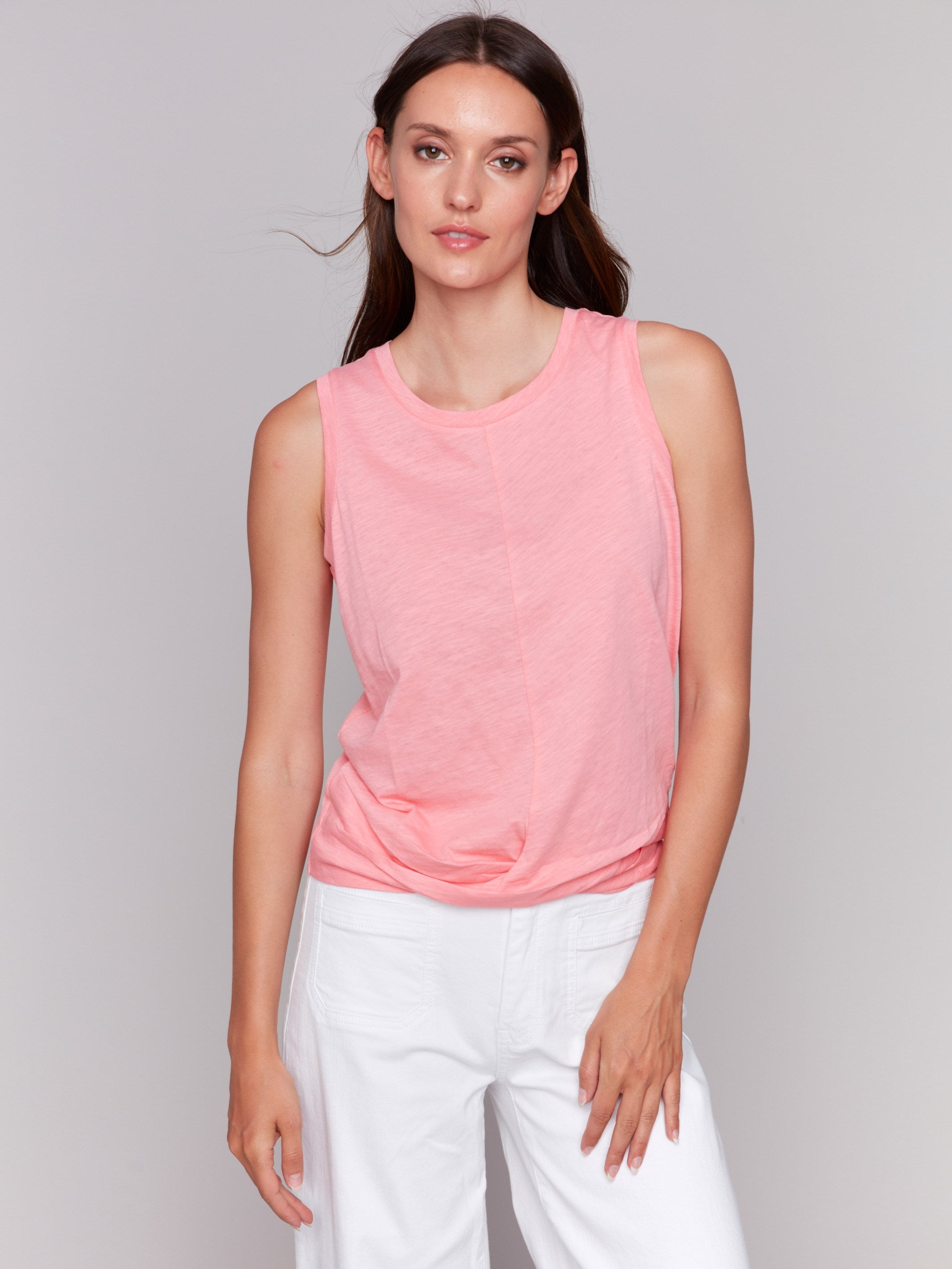 Watermelon tank top with crew neckline by Charlie B.