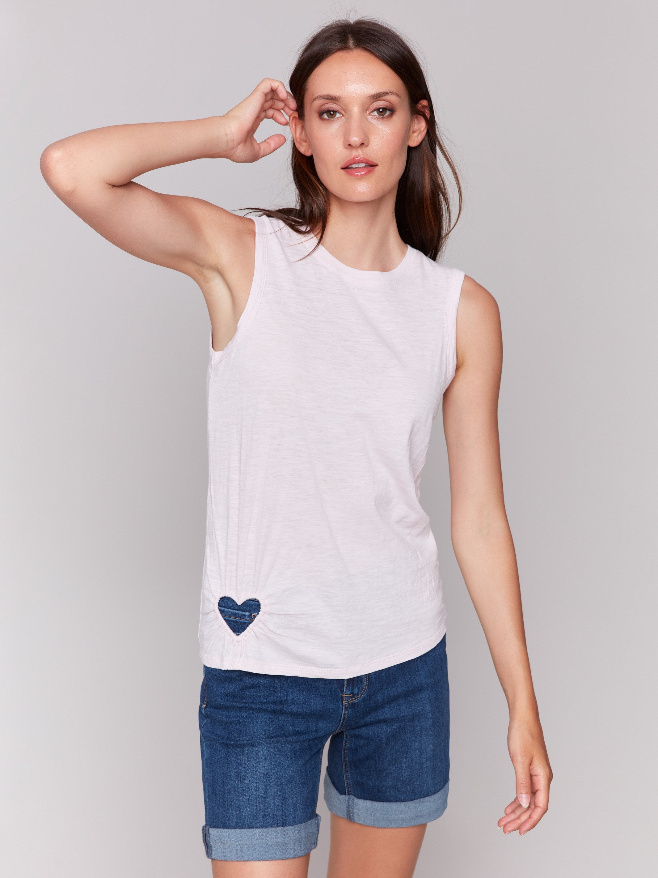 Petal pink tank top with crew neckline by Charlie B.