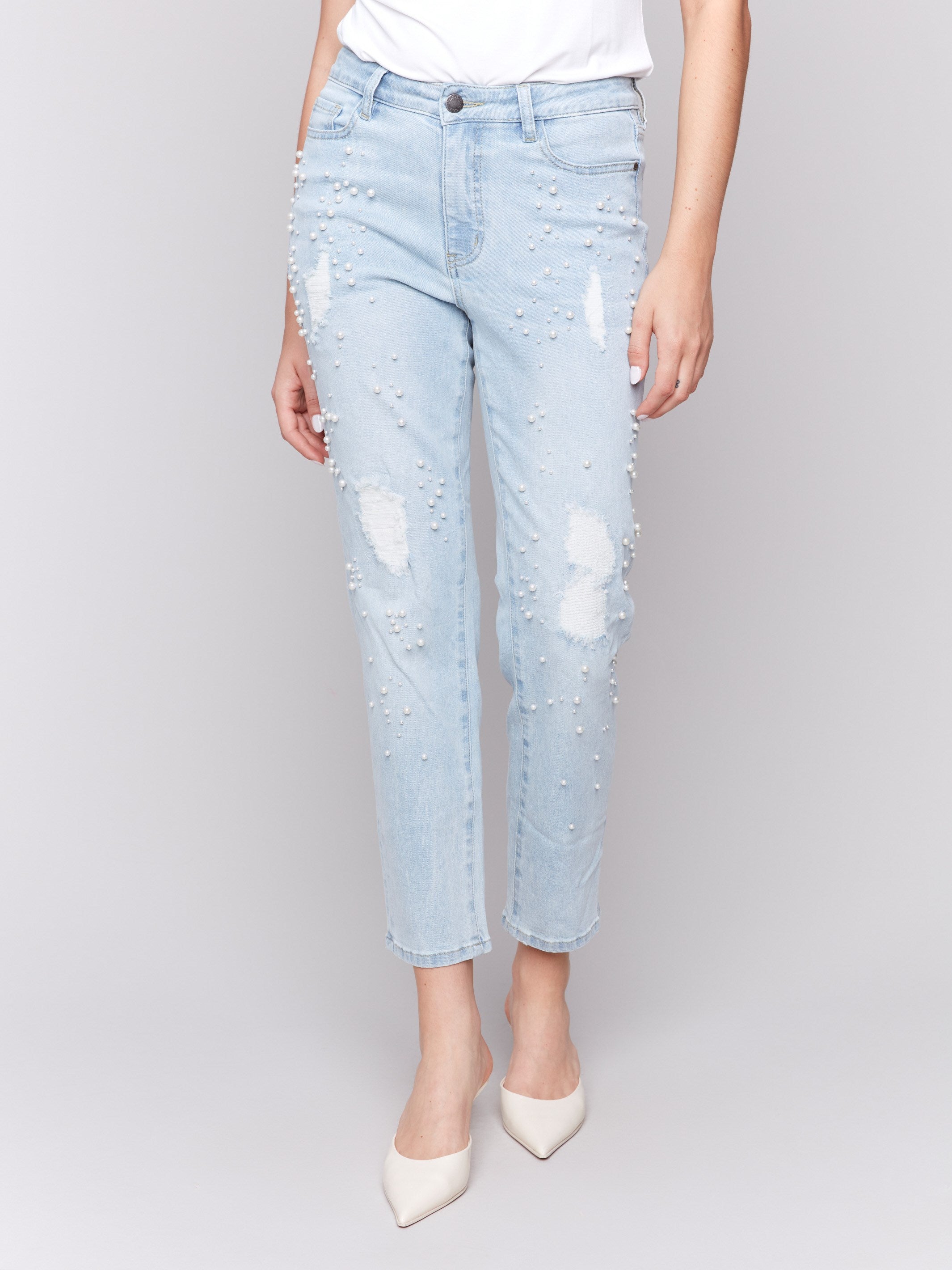 Regular-rise stretch denim provides comfort and chic look by Charlie B.