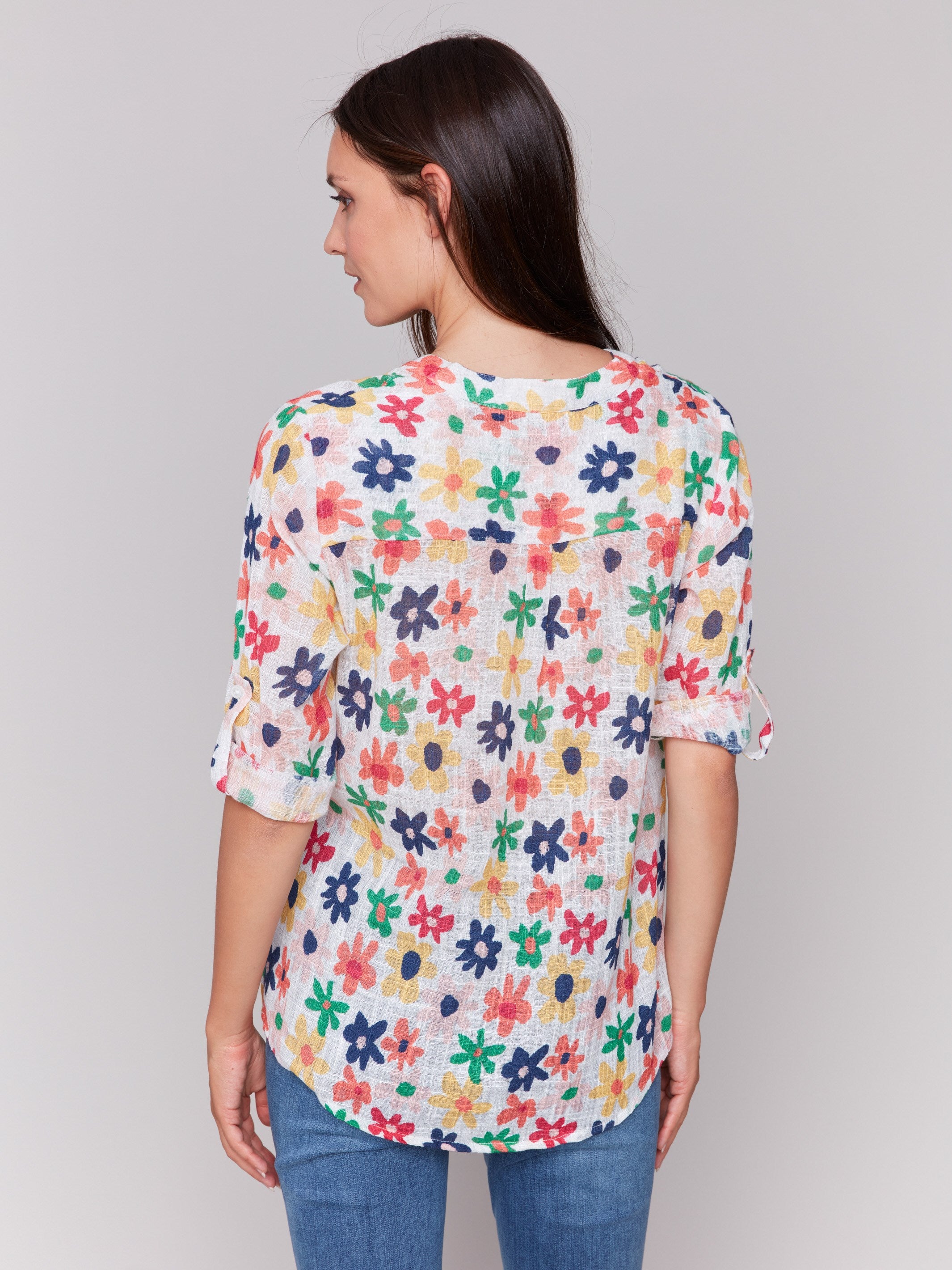 Stylish blouse with a convenient chest pocket by Charlie B.