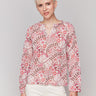 V-neck cotton blouse with floral pattern by Charlie B.