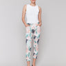 Cropped length floral jogger pants with drawstring by Charlie B.