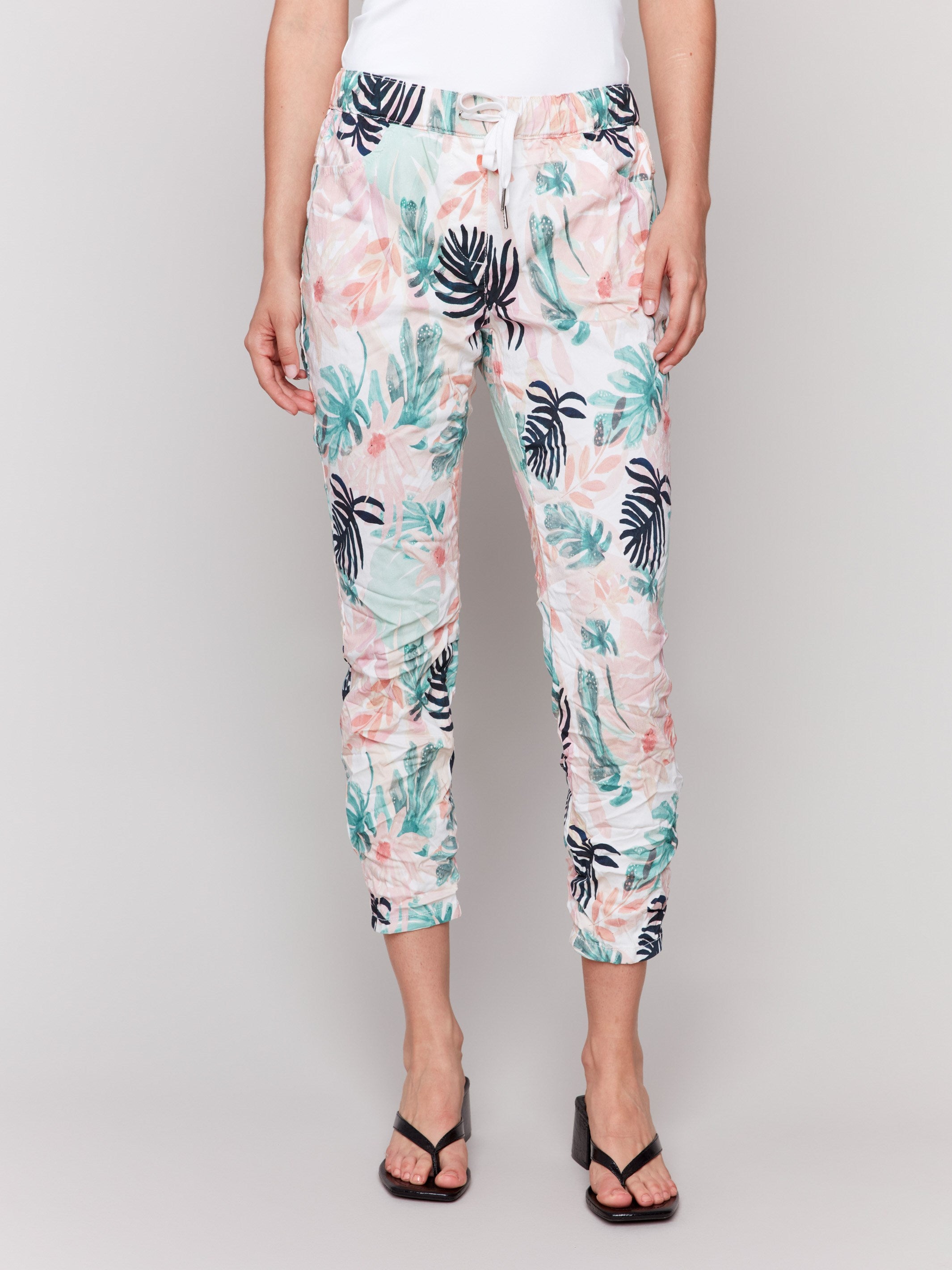 Relaxed fit crinkle jogger pants with side pockets by Charlie B.