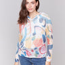 Colorful abstract pattern crochet sweater by Charlie B.