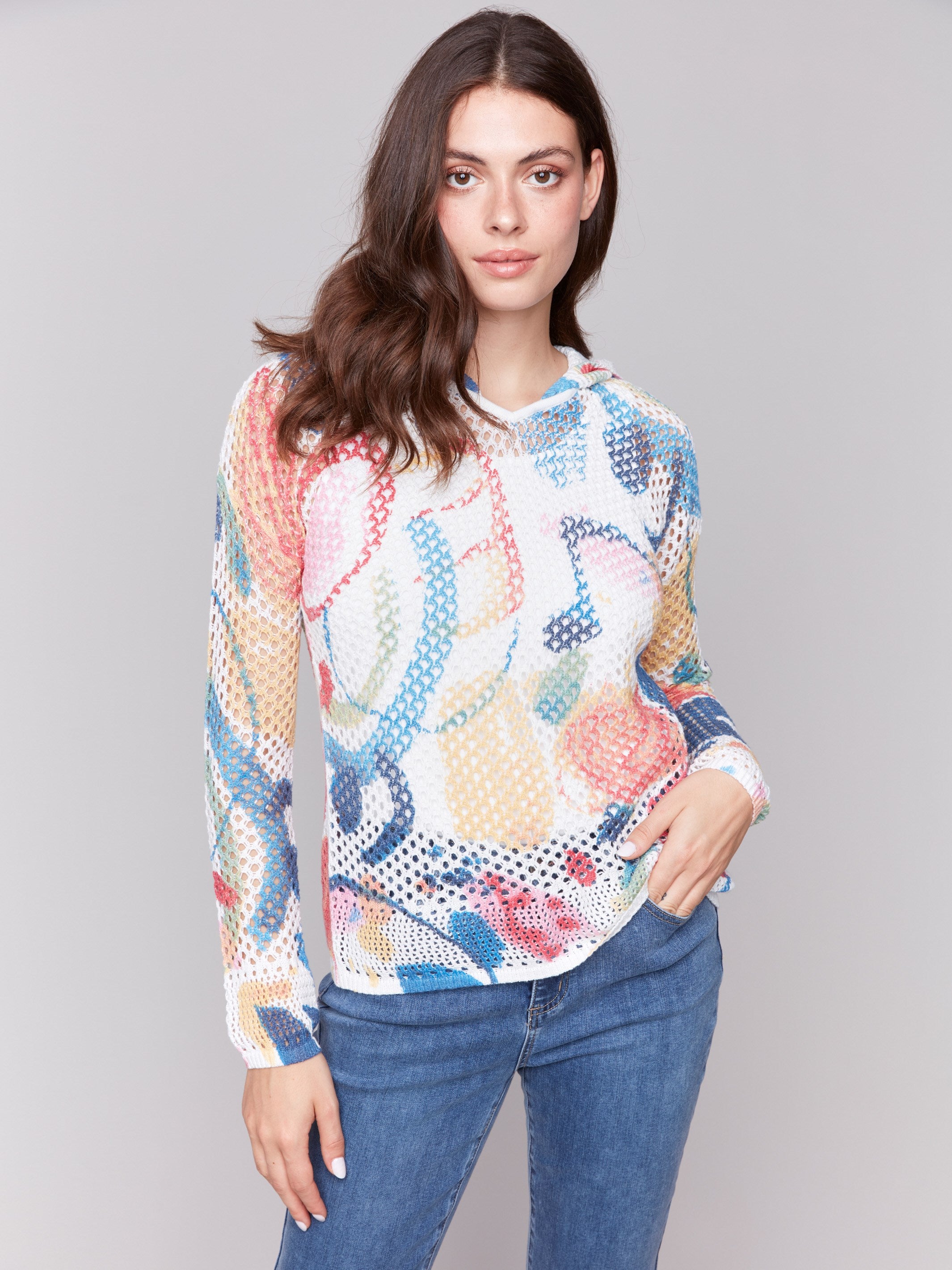 Abstract colorful patterns on lightweight hoodie by Charlie B.