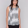 Pepper graphic sleeveless top with keyhole detail at the back, by Charlie B.