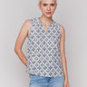 Geometric pattern blouse with V-neck opening by Charlie B.