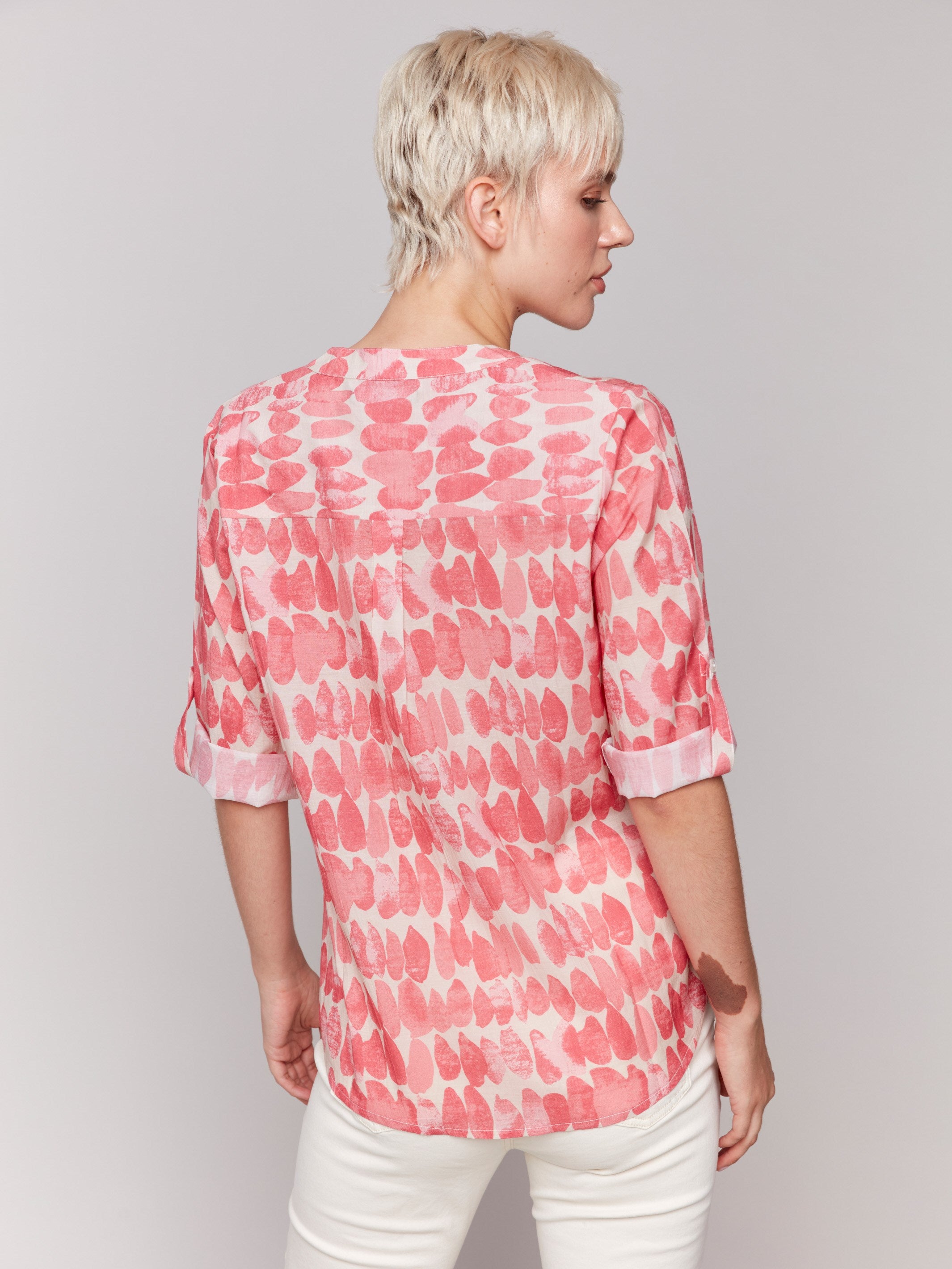 Half-button design blouse with an abstract pattern and relaxed fit by Charlie B.