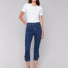 Indigo jeans with a cropped length and comfortable waistband by Charlie B.