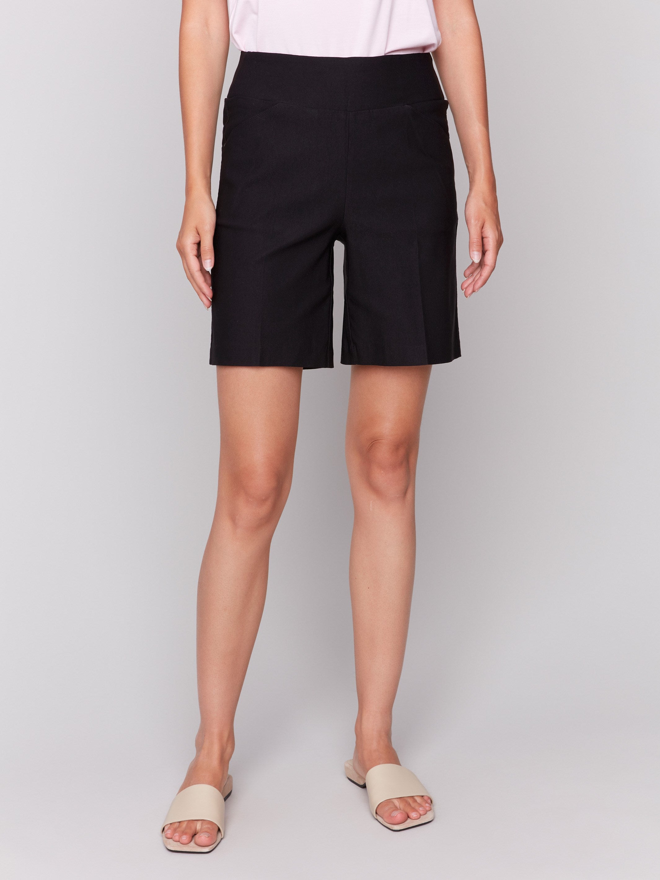 Chic black shorts featuring a comfortable stretch fabric by Charlie B.