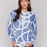 Denim-colored sweater with a crewneck and stylish design by Charlie B.