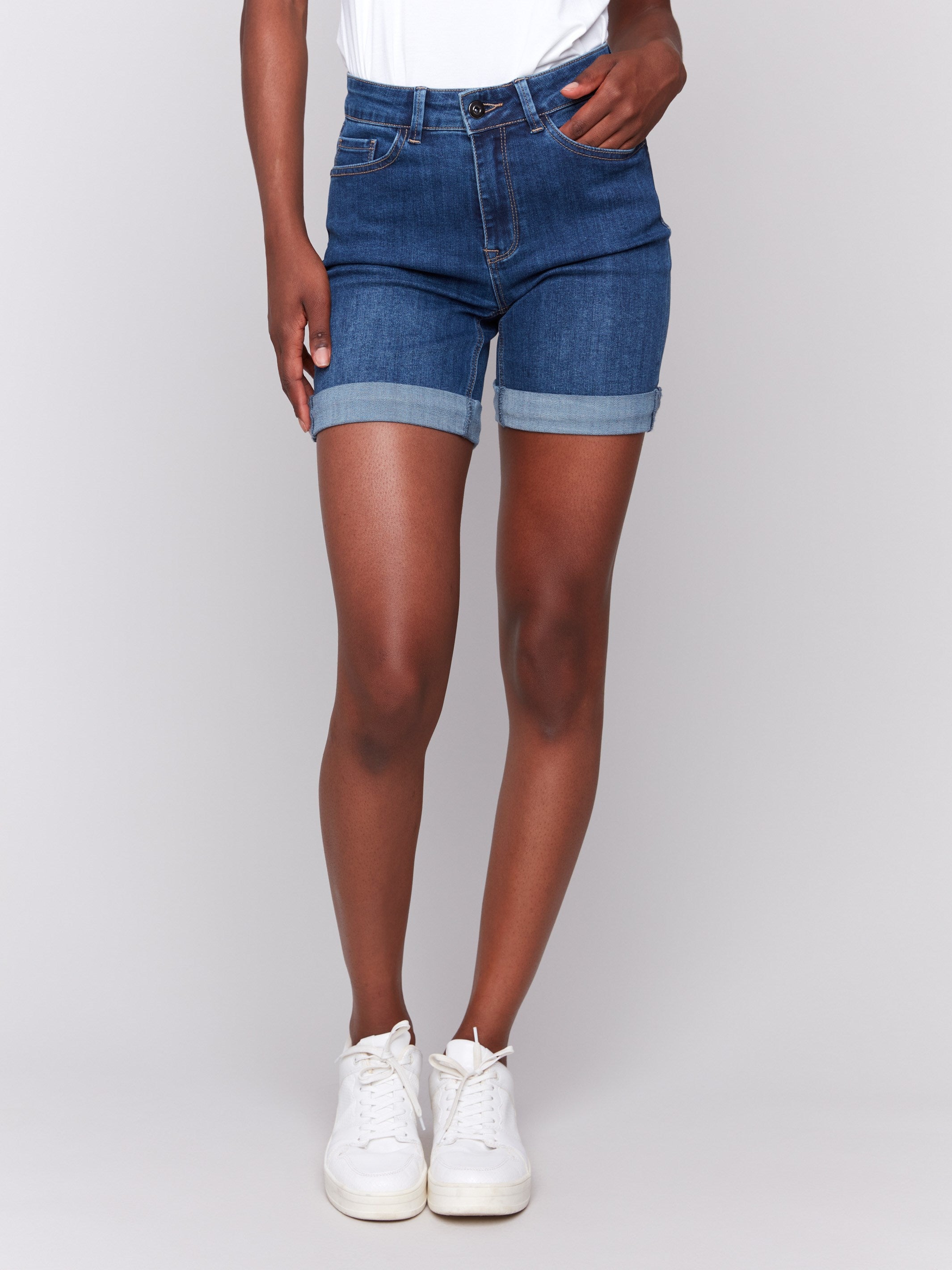 Classic indigo shorts with a stylish five-pocket design by Charlie B.