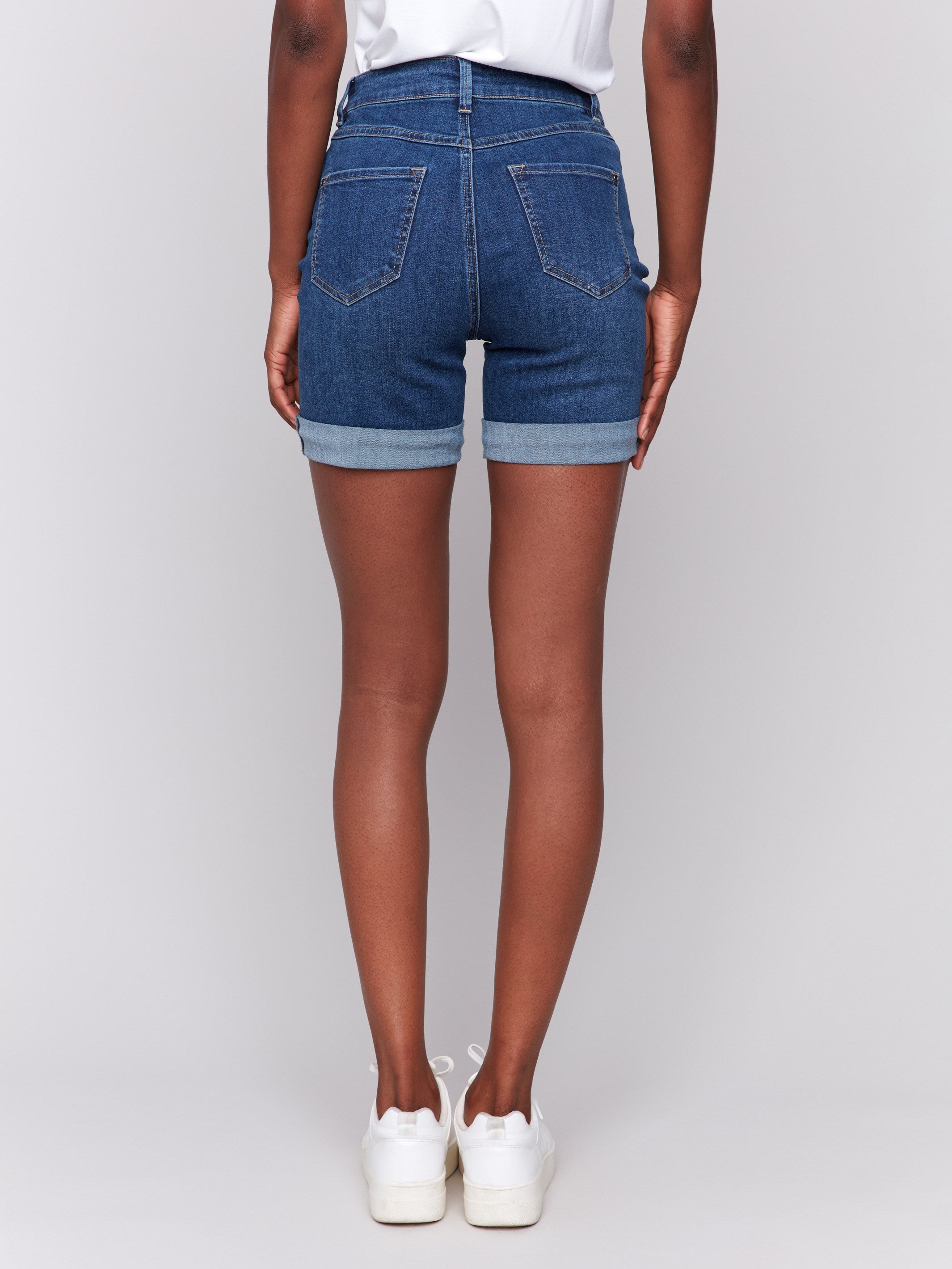 Rolled cuff denim shorts offering a trendy look by Charlie B.