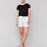 White shorts with regular rise in stretch twill fabric by Charlie B.