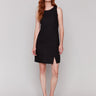 Black linen blend dress featuring a knee length by Charlie B.