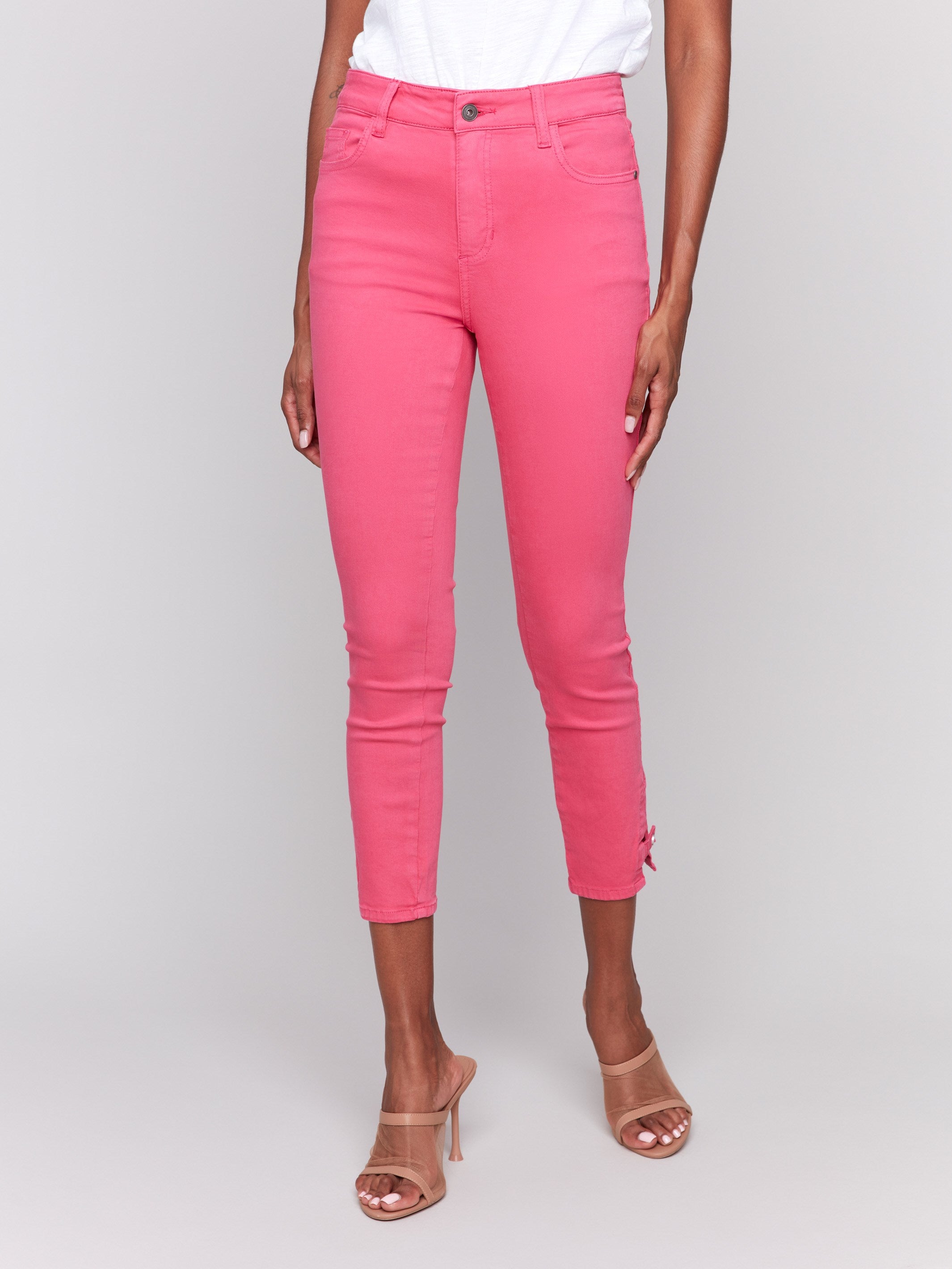 Five-pocket pink twill pants with style by Charlie B.