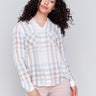 Plaid button-down shirt in Quartz featuring front chest pockets and button-down collar by Charlie B.