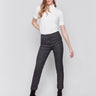 Speckled charcoal slim leg pants with a cuffed hem and a tailored fit by Charlie B.